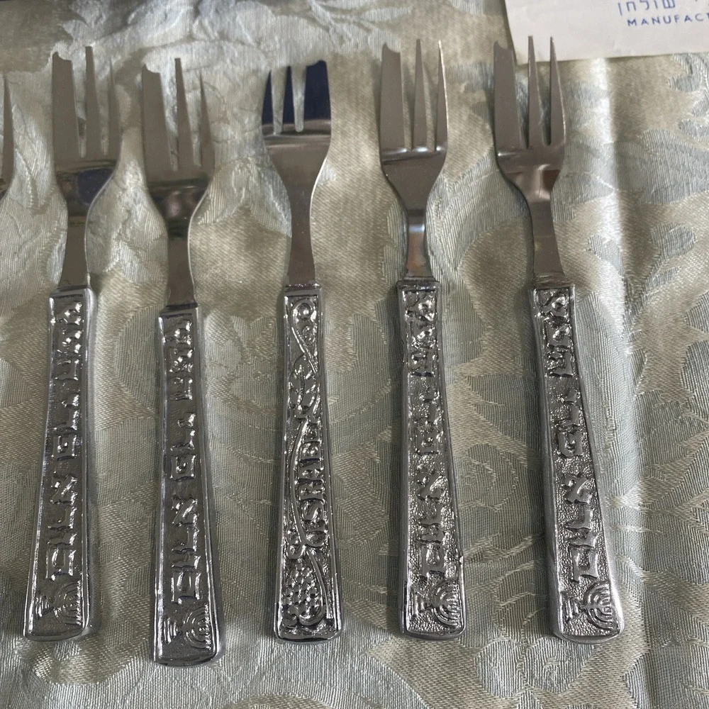 Vintage Israel Souvenir De-Lux‎ Pure Silver Plated boxed set of 6 Forks